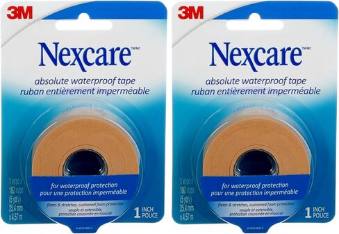 Nexcare Absolute Waterproof Tape, Flexible Foam Medical Tape, Secures Dressing and Keeps Wounds Dry - 1 in x 5 Yds, 1 Roll of Tape (Pack of 2) in Saudi Arabia