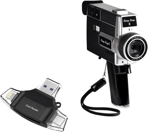 أداة BoxWave الذكية المتوافقة مع مسجل الفيديو الرقمي Camp Snap CS-8 - قارئ بطاقة SD AllReader، قارئ بطاقة microSD SD USB مدمج - أسود نفاث in Saudi Arabia