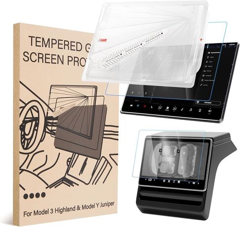 2PCS 15.4"+8" Matte Screen Protector for Tesla Model 3 Highland Model Y Juniper 2025 2026 Premium Performance Accessories No Glare Fingerprint 9H Anti-Scratch Glass Protector with Alignment Kit in Kuwait