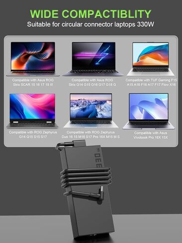 شاحن 330 واط متوافق مع Asus ROG Strix Scar 18 17 16 G18 G16 G17 G15 G834 G634 G733 G814 G614 G513 G713 G732 Zephyrus Duo 16 15 M16 S17 GX650 GU604 محول طاقة الكمبيوتر المحمول in Saudi Arabia