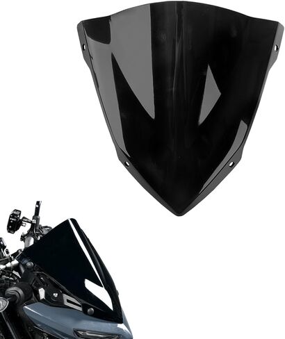 Motorcycle Windshield Deflector with Bracket Double Bubble Windscreen Fit for MT-03 MT-25 MT03 MT25 2020 2021 2022 2023 2024 Wind Shield Screen Visor Flyscreen, Black in Saudi Arabia