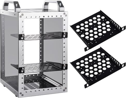 خزانة خادم صغيرة GeeekPi DeskPi RackMate TT لأجهزة الكمبيوتر الصغيرة/الشبكة/الخوادم/معدات الصوت/الفيديو، مع رف رف 7 بوصة 0.5U in Kuwait