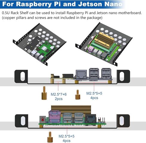 خزانة خادم صغيرة GeeekPi DeskPi RackMate TT لأجهزة الكمبيوتر الصغيرة/الشبكة/الخوادم/معدات الصوت/الفيديو، مع رف رف 7 بوصة 0.5U in Kuwait