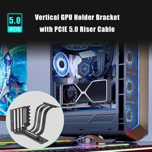 GLOTRENDS PCIe 5.0 GPU دعم قوس للتركيب الرأسي لوحدة معالجة الرسومات 2-Slot، RTX5090(Ti) RX9070(XT) GPU جاهز، يشغل لوحة دعامة PCIe/PCI ذات 7 فتحات للتثبيت in Saudi Arabia