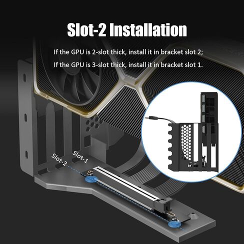 GLOTRENDS PCIe 5.0 GPU دعم قوس للتركيب الرأسي لوحدة معالجة الرسومات 2-Slot، RTX5090(Ti) RX9070(XT) GPU جاهز، يشغل لوحة دعامة PCIe/PCI ذات 7 فتحات للتثبيت in Saudi Arabia