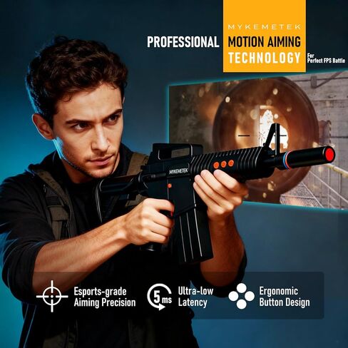 وحدة تحكم حركة MYKEMETEK الاحترافية FPS متوافقة مع PS5|PS4 - تصويب دقيق، تجربة غامرة في القتال بالأسلحة النارية، ردود فعل أصلية، وقت تشغيل 10 ساعات، لاسلكي 2.4 جيجا هرتز، يدعم جميع ألعاب FPS مثل Call of Duty وBattlefield in Saudi Arabia