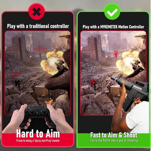 وحدة تحكم حركة MYKEMETEK الاحترافية FPS متوافقة مع PS5|PS4 - تصويب دقيق، تجربة غامرة في القتال بالأسلحة النارية، ردود فعل أصلية، وقت تشغيل 10 ساعات، لاسلكي 2.4 جيجا هرتز، يدعم جميع ألعاب FPS مثل Call of Duty وBattlefield in Saudi Arabia