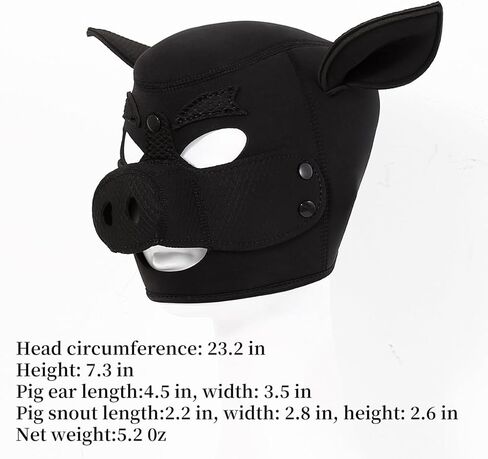 Pig Mask Hood. Soft Neoprene with Removable Face Cover, Funny Costume Gimp Mask with Pig Nose for Cosplay & Entertainment in Saudi Arabia