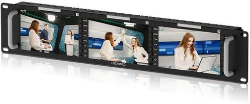 FEELWORLD Triple 5.5" 2RU 1920×1080 Broadcast LCD Rack Mount Monitor with 3G-SDI, HDMI, AV Input and Output T51PLUS in Saudi Arabia