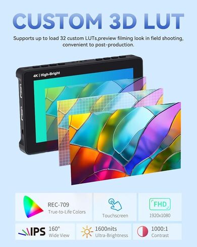 FEELWORLD F5 Prox Camera Monitor 5.5 Inch 1600nit High Bright DSLR Field, Touchscreen HD for Power Wireless Transmission 1920x1080 4K HDMI 60 in Out Type-c, Waveform 3D LUT F970 External Kit Install in Saudi Arabia
