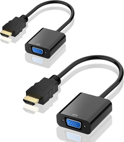 حزمة محول HDMI إلى VGA، محول HDMI إلى VGA أحادي الاتجاه مطلي بالذهب (ذكر إلى أنثى)، محول HDMI للشاشة، الكمبيوتر، الكمبيوتر المحمول، جهاز العرض، HDTV، Chromebook، Raspberry Pi، Xbox والمزيد in Kuwait