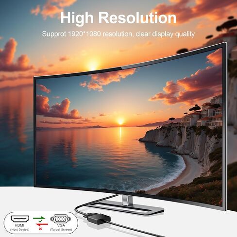 حزمة محول HDMI إلى VGA، محول HDMI إلى VGA أحادي الاتجاه مطلي بالذهب (ذكر إلى أنثى)، محول HDMI للشاشة، الكمبيوتر، الكمبيوتر المحمول، جهاز العرض، HDTV، Chromebook، Raspberry Pi، Xbox والمزيد in Kuwait