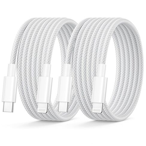 كابل USB C إلى Lightning بطول 6 أقدام عدد 2 [معتمد من Apple MFi]، كابل شاحن iPhone سريع الشحن مضفر iPad وكابل شاحن iPhone سلك iPhone سلكي لهاتف iPhone 14 Pro Max/13/12Mini/11/XS/XR/X/8Plus/SE in Saudi Arabia