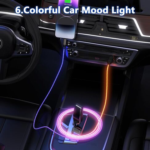 كابل شاحن USB A إلى Lightning بإضاءة LED متدفقة، سلك شحن متدرج ملون RGB لهاتف iPhone 14 Pro Max13/12/11 Pro Max/Mini/XS MAX/XR/XS/X/8/7/Plus iPad-3ft، [معتمد من Apple MFi] in Kuwait
