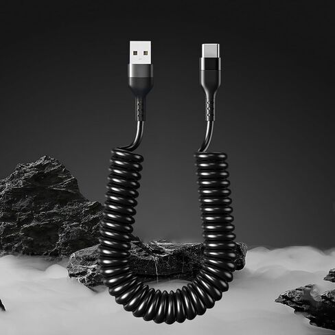 USB C Cable Fast Charging, 3.3ft Coiled USB A to Type C Charge Cord for Car, USB-C Charging Cable Compatible for iPhone 16/15/Samsung Galaxy/Huawei More Type C Devices（A to C） in Saudi Arabia