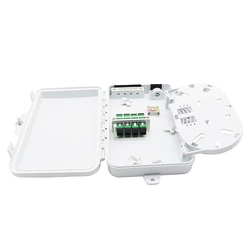 صندوق توزيع الألياف FTTH | صندوق مقسم ذو 4 منافذ مع 4 محولات مقرنة SC APC وضفيرة توصيل SCAPC أحادية الوضع | صندوق طرفي خارجي مقاوم للطقس من الألياف الضوئية FTTH مزود بالانصهار in Kuwait