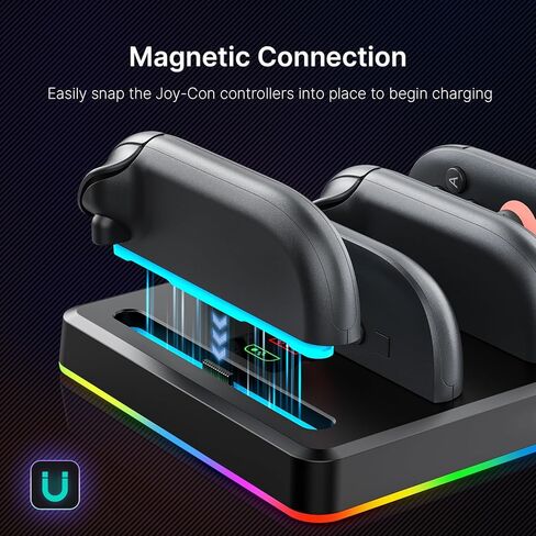 NexiGo 2022 Enhanced Charging Dock for Nintendo Switch Joy-Con and Pro Controllers with USB Type-C Charging Cord and Charging Indicator, Fast Charger Charging Station (Gray) in Saudi Arabia