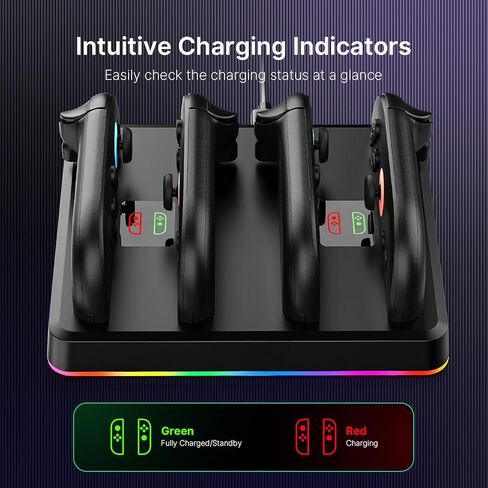 NexiGo 2022 Enhanced Charging Dock for Nintendo Switch Joy-Con and Pro Controllers with USB Type-C Charging Cord and Charging Indicator, Fast Charger Charging Station (Gray) in Saudi Arabia