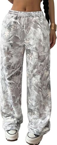 MakeMeChic Girl's Camo Sweatpants Elastic Waist Wide Leg Baggy Pants in Kuwait