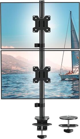 Stable Vertical Dual Monitor Stand, Stacked Monitor Mount for 2 Screens Up to 32 inch, Full Motion Monitor Desk Mount with Swivel, Tilt, Rotation, Holds 17.6 lbs Each, Max VESA 100x100mm in Saudi Arabia