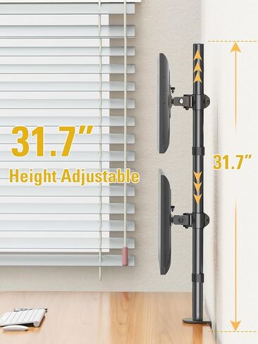 Stable Vertical Dual Monitor Stand, Stacked Monitor Mount for 2 Screens Up to 32 inch, Full Motion Monitor Desk Mount with Swivel, Tilt, Rotation, Holds 17.6 lbs Each, Max VESA 100x100mm in Saudi Arabia