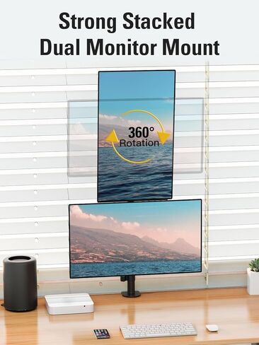 Stable Vertical Dual Monitor Stand, Stacked Monitor Mount for 2 Screens Up to 32 inch, Full Motion Monitor Desk Mount with Swivel, Tilt, Rotation, Holds 17.6 lbs Each, Max VESA 100x100mm in Saudi Arabia