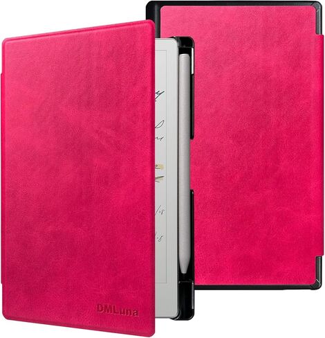 DMLuna Case for 7.3" Remarkable Paper Pro Move 2025, Slim Hardshell PU Leather Protective Cover Case, Built-in Pen Holder, Auto Sleep Wake,Hot Pink in Saudi Arabia