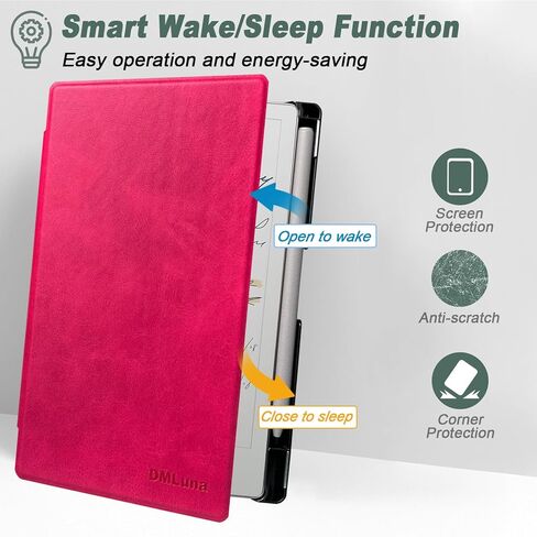DMLuna Case for 7.3" Remarkable Paper Pro Move 2025, Slim Hardshell PU Leather Protective Cover Case, Built-in Pen Holder, Auto Sleep Wake,Hot Pink in Saudi Arabia