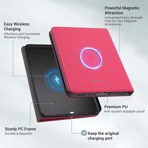 CoBak Wireless Charge Stand Case for 7" Kindle Paperwhite 12th Gen 2024 and Kindle Colorsoft with Hand Strap - Compatible with iPhone MagSafe, for Samsung/Anker Wireless Charging Pads, Auto Sleep Wake in Saudi Arabia