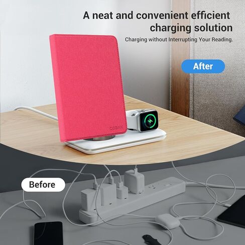 CoBak Wireless Charge Stand Case for 7" Kindle Paperwhite 12th Gen 2024 and Kindle Colorsoft with Hand Strap - Compatible with iPhone MagSafe, for Samsung/Anker Wireless Charging Pads, Auto Sleep Wake in Saudi Arabia