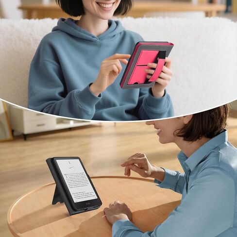 CoBak Wireless Charge Stand Case for 7" Kindle Paperwhite 12th Gen 2024 and Kindle Colorsoft with Hand Strap - Compatible with iPhone MagSafe, for Samsung/Anker Wireless Charging Pads, Auto Sleep Wake in Saudi Arabia