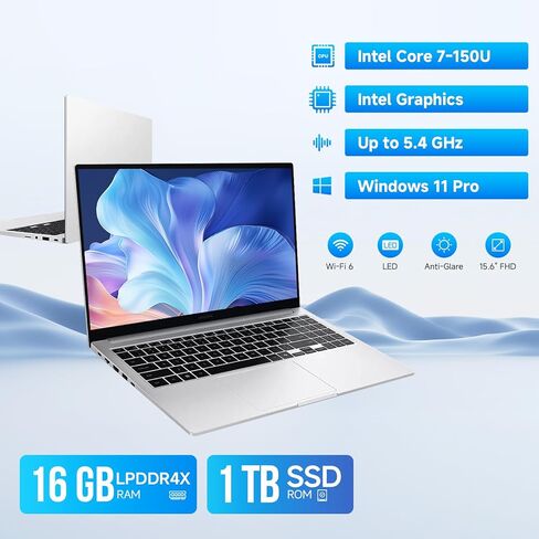 Samsung Galaxy Book4 Business Laptop, 15.6" FHD Display, Intel 10-core 7-150U (Beats i7-1335U), 16 GB RAM, 1 TB SSD, Copilot AI, Fingerprint Reader, Backlit KB, Up to 15 H Battery, Windows 11 Pro in Saudi Arabia