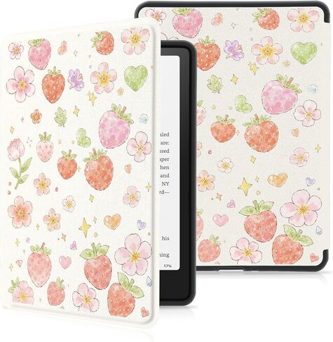 Cute Strawberry for 6" Kindle 11th Generation (2024/2022 Release) Glittering Star Slim Fit Cover,Auto Sleep/Wake Protective Case for Kindle Basic(Model NO.RS23CV/C2V2L3) in Kuwait