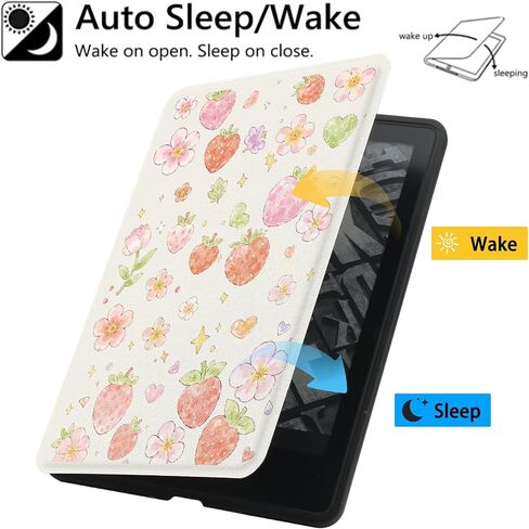 Cute Strawberry for 6" Kindle 11th Generation (2024/2022 Release) Glittering Star Slim Fit Cover,Auto Sleep/Wake Protective Case for Kindle Basic(Model NO.RS23CV/C2V2L3) in Kuwait