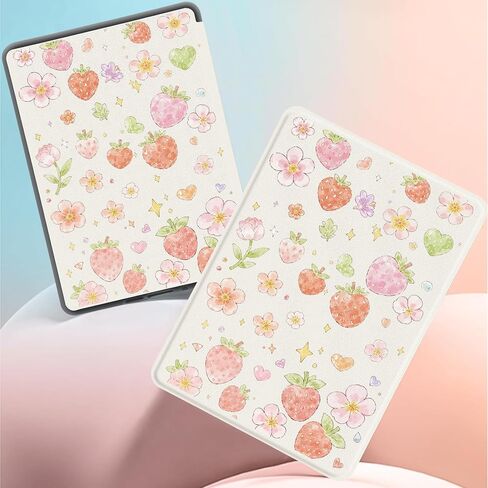 Cute Strawberry for 6" Kindle 11th Generation (2024/2022 Release) Glittering Star Slim Fit Cover,Auto Sleep/Wake Protective Case for Kindle Basic(Model NO.RS23CV/C2V2L3) in Kuwait