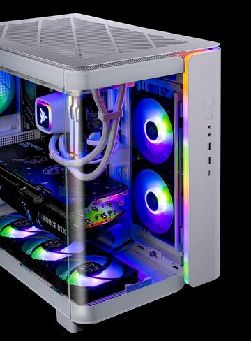كمبيوتر سطح المكتب Skytech King 95 للألعاب، Ryzen 7 9800X3D 4.7 جيجا هرتز (5.2 جيجا هرتز Turbo)، AMD RX 9070 XT 16 جيجا، 2 تيرابايت Gen4 NVMe SSD، 32 جيجا DDR5 RAM 6000 RGB، 1000 وات ذهبي PSU، 360 مم ARGB AIO، واي فاي، ويندوز 11 in Kuwait