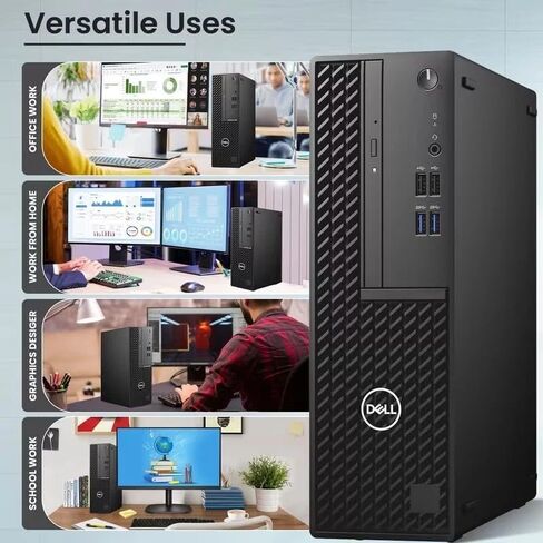 Dell OptiPlex SFF Desktop PC | Intel Core i5-10th Gen | 16GB DDR4 RAM | 256GB SSD | Dual 24" Monitor | Wireless Keyboard Mouse | Built-in WiFi | Business Office Computer | Windows 11 Pro (Renewed) in Saudi Arabia