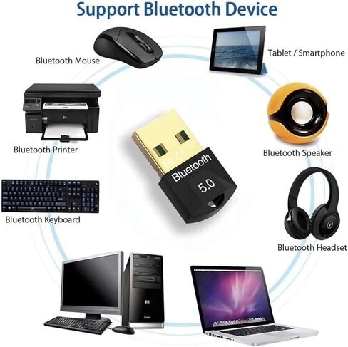 Bluetooth USB Dongle Stick, Bluetooth Adapter 5.0 Receiver Audio Aux Transmitter Wireless USB Receiver for Keyboard, PC, Mobile in Kuwait