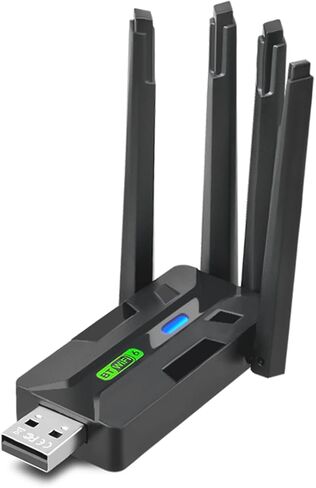 محول USB AX900 WiFi 6 مع محول Bluetooth 5.4 WiFi للكمبيوتر المكتبي والكمبيوتر المحمول، بطاقة لاسلكية مزدوجة النطاق، 4 هوائيات، بدون سائق، متوافق مع Windows 11/10/8/7 (4 هوائيات) (أسود) (2 في 1) in Kuwait