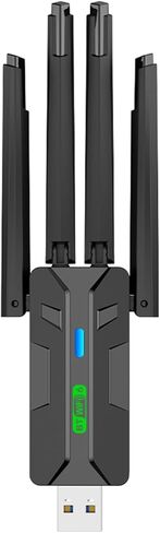 محول USB AX900 WiFi 6 مع محول Bluetooth 5.4 WiFi للكمبيوتر المكتبي والكمبيوتر المحمول، بطاقة لاسلكية مزدوجة النطاق، 4 هوائيات، بدون سائق، متوافق مع Windows 11/10/8/7 (4 هوائيات) (أسود) (2 في 1) in Kuwait