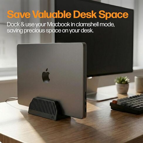 حامل كمبيوتر محمول عمودي للمكتب - حامل كمبيوتر محمول قابل للتعديل تلقائيًا لجهاز MacBook Air Stand & Pro - حامل كمبيوتر محمول زنبركي عمودي - يوفر مساحة المكتب - حامل عمودي للكمبيوتر المحمول خالي من الخدوش in Kuwait