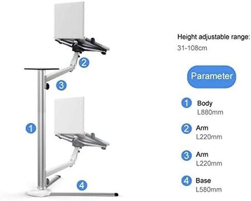 UP-8 Multifunction 3in1 Computer Floor Stand for All Laptop/Tablet PC/Smartphone Holder Height/Angle Adjustable with Mouse Tray in Kuwait