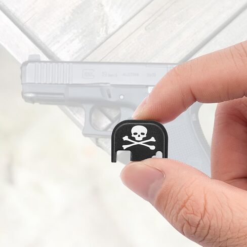 2 Pcs Rear Cover Slide Back Plates for Glock Gen 1-4, Aluminum Rear Cover Plate for Glock 17 19 21 22 23 24 26 27 29 30 31 32 33 34 35 36 37 38 39 40 41 Engraved Back Rear Plate (Skull) in Saudi Arabia