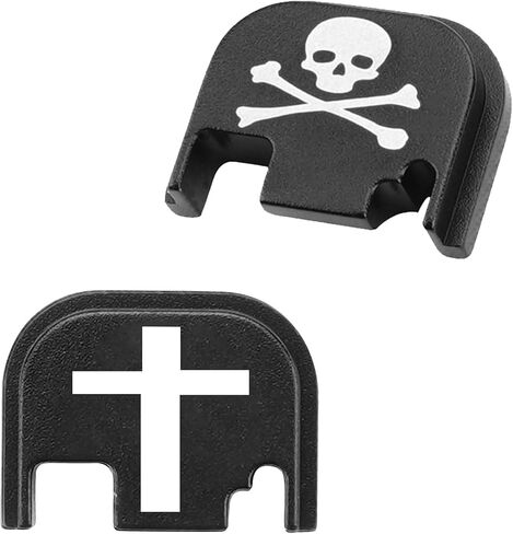 2 Pcs Rear Cover Slide Back Plates for Glock Gen 1-4, Aluminum Rear Cover Plate for Glock 17 19 21 22 23 24 26 27 29 30 31 32 33 34 35 36 37 38 39 40 41 Engraved Back Rear Plate (Skull) in Saudi Arabia