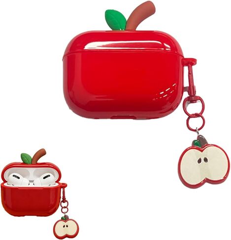 Cute Apple-Shaped Case for AirPods Pro 1/2/ AirPods 4, Fruit Shaped Case for AirPods Pro, Realistic Design Cover with Leaf Charm, Transparent TPU Shockproof Protective Cover(for Airpods 4) in Saudi Arabia