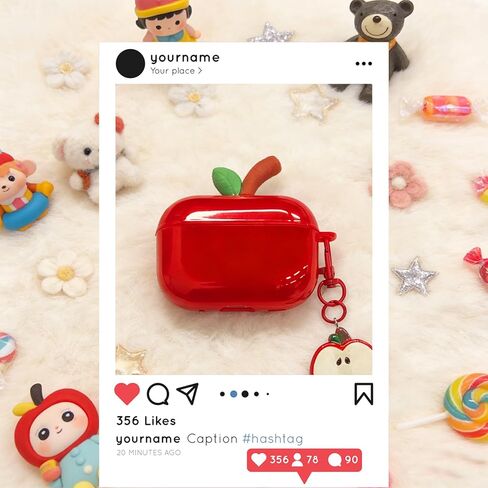 Cute Apple-Shaped Case for AirPods Pro 1/2/ AirPods 4, Fruit Shaped Case for AirPods Pro, Realistic Design Cover with Leaf Charm, Transparent TPU Shockproof Protective Cover(for Airpods 4) in Saudi Arabia