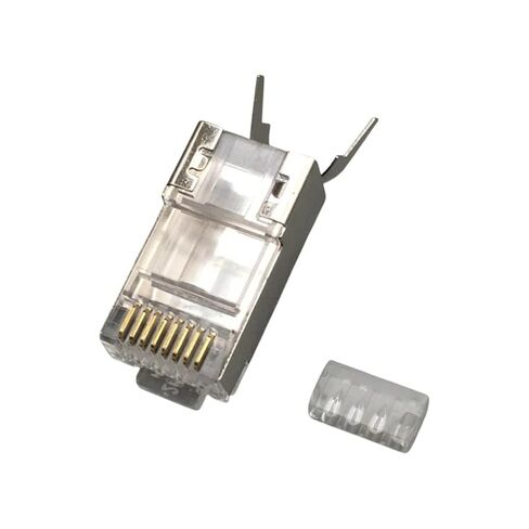 50U CAT7 RJ45 C0innector مطلي بالذهب Cat6A محمي FTP 8P8C تجعيد تمرير عبر كابل الشبكة قابس ثقب ملحقات الكمبيوتر جديد 2026 عالي لمكونات إلكترونية موثوقة in Kuwait