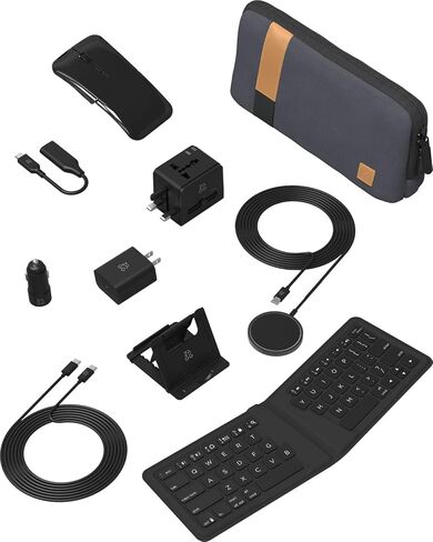 ZAGG Desktop Essentials Travel Kit for iPad, Tablets & Phones – Bluetooth Keyboard, Mouse, Qi Wireless Charger, HDMI & International Power Adapters in Compact Carrying Case in Saudi Arabia