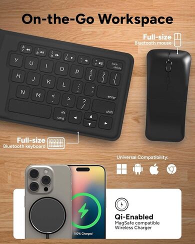 ZAGG Desktop Essentials Travel Kit for iPad, Tablets & Phones – Bluetooth Keyboard, Mouse, Qi Wireless Charger, HDMI & International Power Adapters in Compact Carrying Case in Saudi Arabia