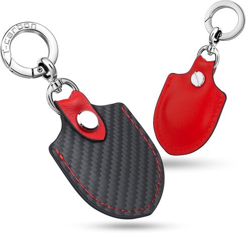 T-carbon Airtag Holder for Key Fob with Keychain;Leather and Carbon Fiber Handmade Case Fits Apple AirTags;Anti-Lost Holder with Key Ring for Luggage;Access Card Holder;RFID Key Fob Bag in Saudi Arabia